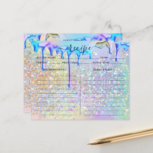 ホログラフィエレガントック金ゴールドグリッター駆動レシピカード (正面/裏面インサイチュ)