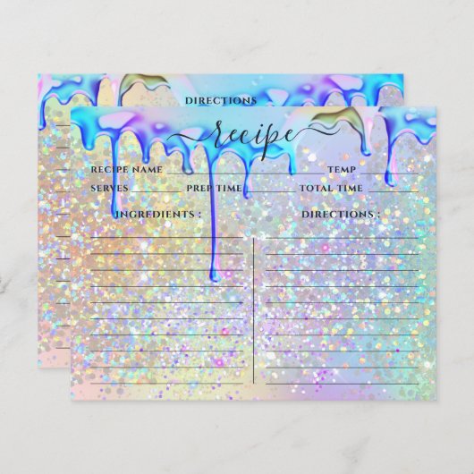 ホログラフィエレガントック金ゴールドグリッター駆動レシピカード (正面/裏面)