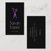 ホログラフィエレガントック&ブラックシザーヘアスタイリスト 名刺 (正面/裏面)