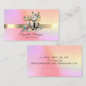 ホログラフィエレガントック、金ゴールドストライプフローラミキサ 名刺 (正面/裏面)