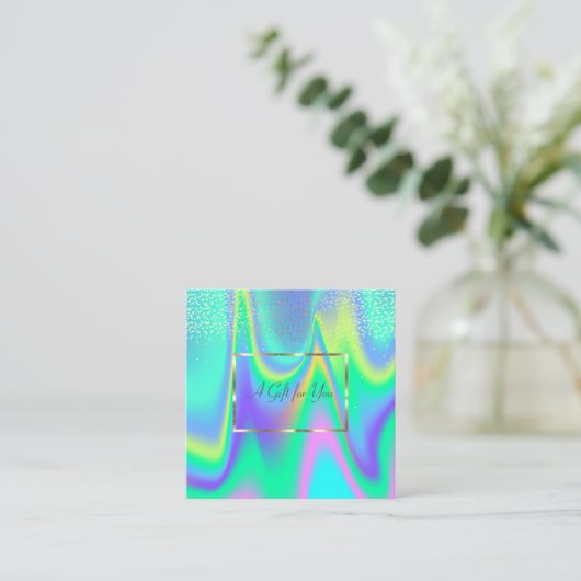 ホログラフィエレガントモダンック金ゴールドフレーム、紙吹雪 割引カード (スタンド正面)