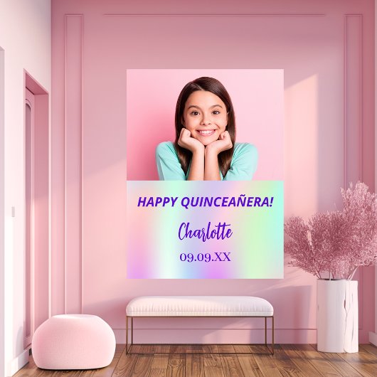 ホログラフィカスタムック写真キンセアニェラパーティー歓迎 ポスター