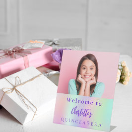 ホログラフィカスタムック写真キンセアニェラパーティー歓迎 台座サイン