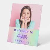 ホログラフィカスタムック写真Sweet 16パーティーへようこそ 台座サイン (正面)