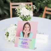 ホログラフィカスタムック写真Sweet 16パーティーへようこそ 台座サイン