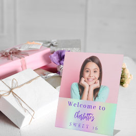 ホログラフィカスタムック写真Sweet 16パーティーへようこそ 台座サイン