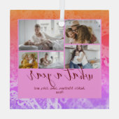 ホログラフィカスタムー5枚タイポグラフィ新年 ガラスオーナメント (裏面)