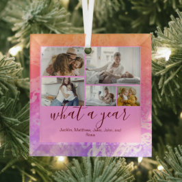 ホログラフィカスタムー5枚タイポグラフィ新年 ガラスオーナメント