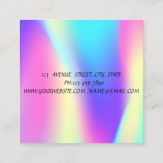 ホログラフィカッコいいックInstagramソーシャルメディア スクエア名刺 (裏面)