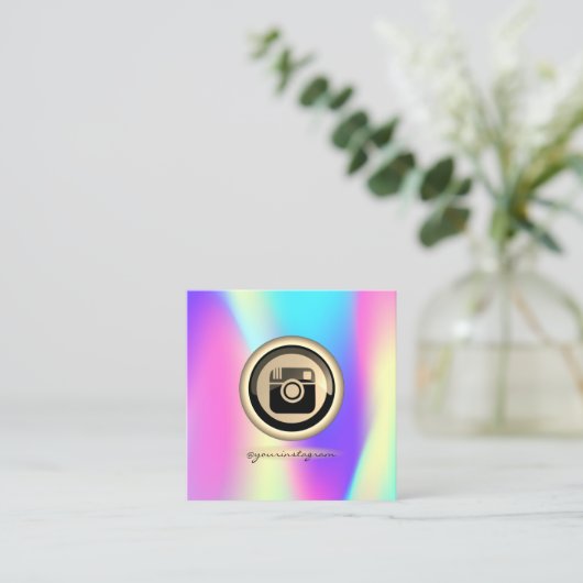 ホログラフィカッコいいックInstagramソーシャルメディア スクエア名刺 (スタンド正面)