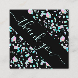 ホログラフィカラフルックモザイク割引&ありがとう スクエア名刺