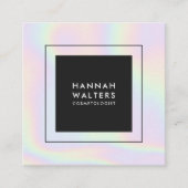 ホログラフィカラフルックレインボーモダン美しいサロン スクエア名刺 (正面)
