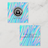 ホログラフィカラフルックInstagramソーシャルメディア スクエア名刺 (正面/裏面)