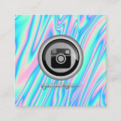 ホログラフィカラフルックInstagramソーシャルメディア スクエア名刺 (正面)