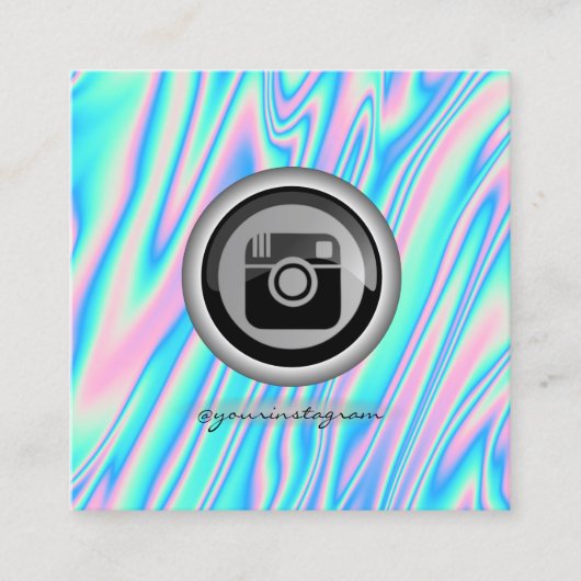 ホログラフィカラフルックInstagramソーシャルメディア スクエア名刺 (正面)
