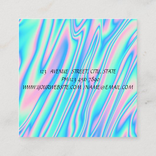 ホログラフィカラフルックInstagramソーシャルメディア スクエア名刺 (裏面)