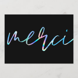 ホログラフィカラフルックMerciカスタムサンキューカード 招待状