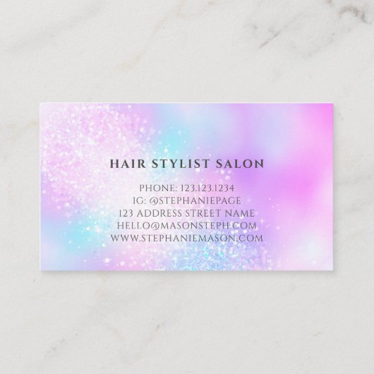 ホログラフィガーリーックグリッターヘア名刺 コーリングカード (裏面)