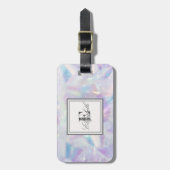 ホログラフィクールック、ダイヤモンドモノグラムパーソナライズされた ラゲッジタグ (正面縦)