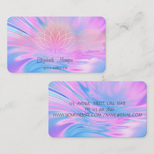 ホログラフィグラデーションックブラシストロークロータス 名刺 (正面/裏面)
