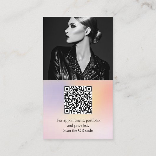 ホログラフィグラデーションック写真qrコードロゴフォトグラファー 名刺 (裏面)