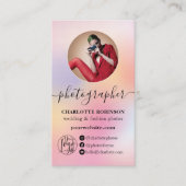 ホログラフィグラデーションック写真qrコードロゴフォトグラファー 名刺 (正面)