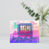 ホログラフィグローグリッターフレーム写真新年 ポストカード (スタンド正面)