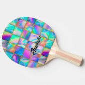 ホログラフィスタイリッシュックトレンディーフェイク金ゴールド四角形 卓球ラケット (横)