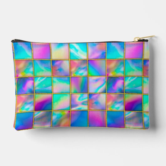 ホログラフィスタイリッシュックトレンディーフェイク金ゴールド幾何学的 アクセサリーポーチ (裏面)