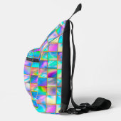 ホログラフィスタイリッシュックトレンディーフェイク金ゴールド幾何学的 スリングバッグ (右)