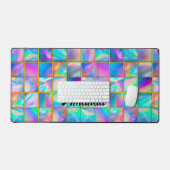 ホログラフィスタイリッシュックトレンディーフェイク金ゴールド幾何学的 デスクマット (キーボード&マウス)