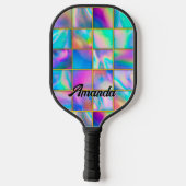 ホログラフィスタイリッシュックトレンディーフェイク金ゴールド幾何学的 ピックルボールラケット (裏面)
