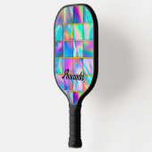 ホログラフィスタイリッシュックトレンディーフェイク金ゴールド幾何学的 ピックルボールラケット (左)