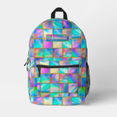 ホログラフィスタイリッシュックトレンディーフェイク金ゴールド幾何学的 プリントバックパック (正面)