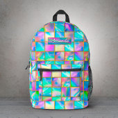 ホログラフィスタイリッシュックトレンディーフェイク金ゴールド幾何学的 プリントバックパック