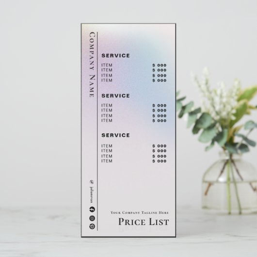 ホログラフィスタイリッシュック美しいサービス価格表 メニュー (スタンド正面)