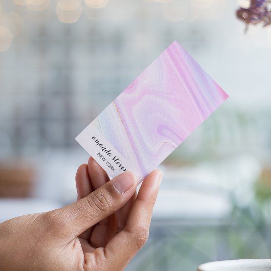 ホログラフィスタイリッシュック虹の水色ネオンスクリプト 名刺