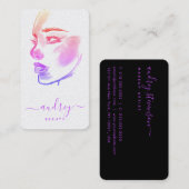 ホログラフィスタイリッシューピンク美しい水彩画 名刺 (正面/裏面)