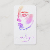 ホログラフィスタイリッシューピンク美しい水彩画 名刺 (正面)