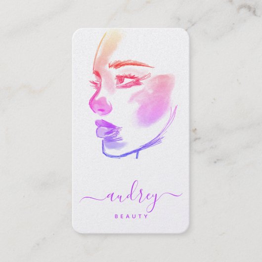 ホログラフィスタイリッシューピンク美しい水彩画 名刺 (正面)