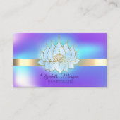 ホログラフィストライプック金ゴールド、ブルーロータス 名刺 (正面)