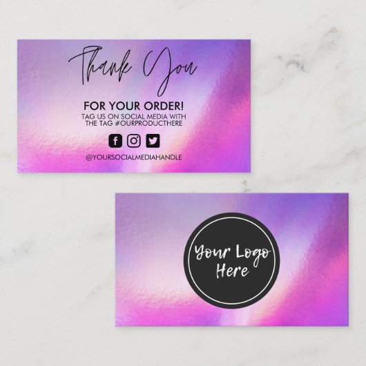 ホログラフィックありがとうトレンディーサロン名刺 名刺 (正面/裏面)