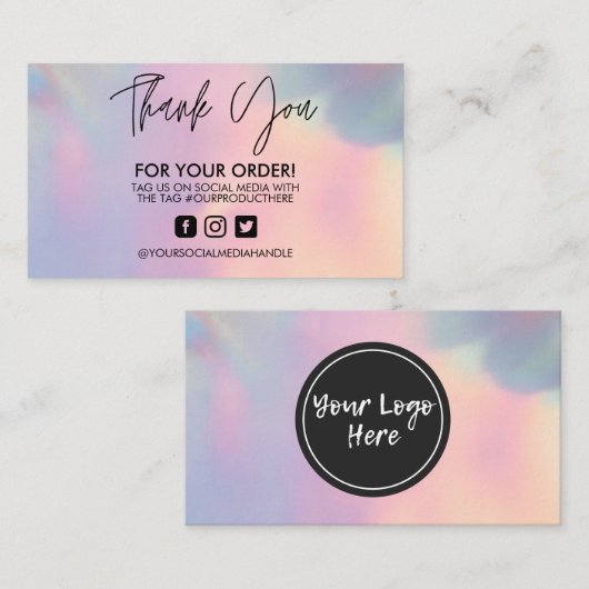 ホログラフィックありがとうトレンディーサロン名刺 名刺 (正面/裏面)