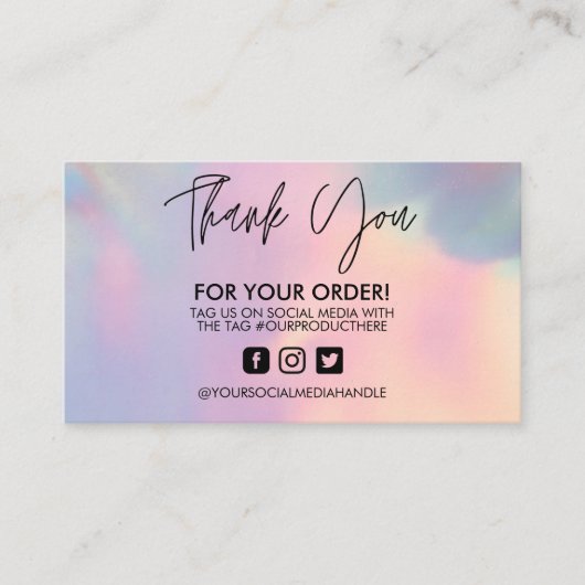 ホログラフィックありがとうトレンディーサロン名刺 名刺 (正面)