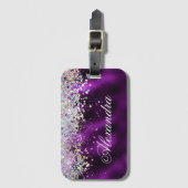 ホログラフィックきらきら光るラグジュアリースパルクルグリッターカスタム ラゲッジタグ (正面縦)