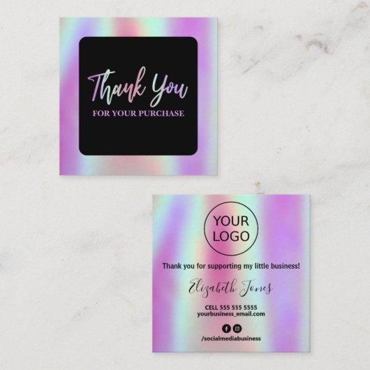 ホログラフィックとブラックをご購入いただき、ありがとうございます スクエア名刺 (正面/裏面)