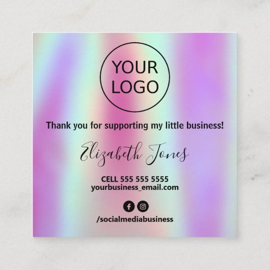 ホログラフィックとブラックをご購入いただき、ありがとうございます スクエア名刺 (裏面)