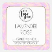 ホログラフィックと金ゴールドあなたのロゴキャンドルラベルをシック スクエアシール (正面)