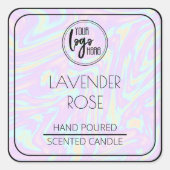 ホログラフィックと黒あなたのロゴSoy Candleラベル スクエアシール (正面)