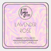 ホログラフィックと黒あなたのロゴSoy Candleラベル スクエアシール (正面)